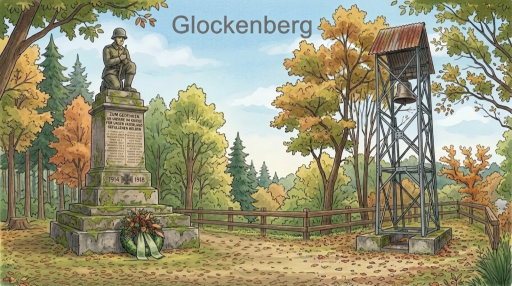 Illustration vom Kriegerdenkmal und vom Stahlglockenturm auf dem Glockenberg
